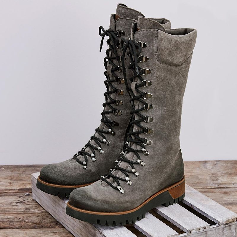 Women's Zipper Lace-up Fashion Casual Suede Thick Warm Boots