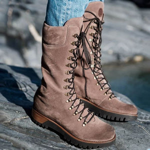 Women's Zipper Lace-up Fashion Casual Suede Thick Warm Boots