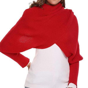 Crochet Knitted Scarf Shawl with Sleeves - MekMart