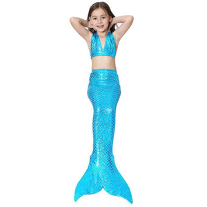 3-piece Mermaid Bottom with Tail Swimsuit Set