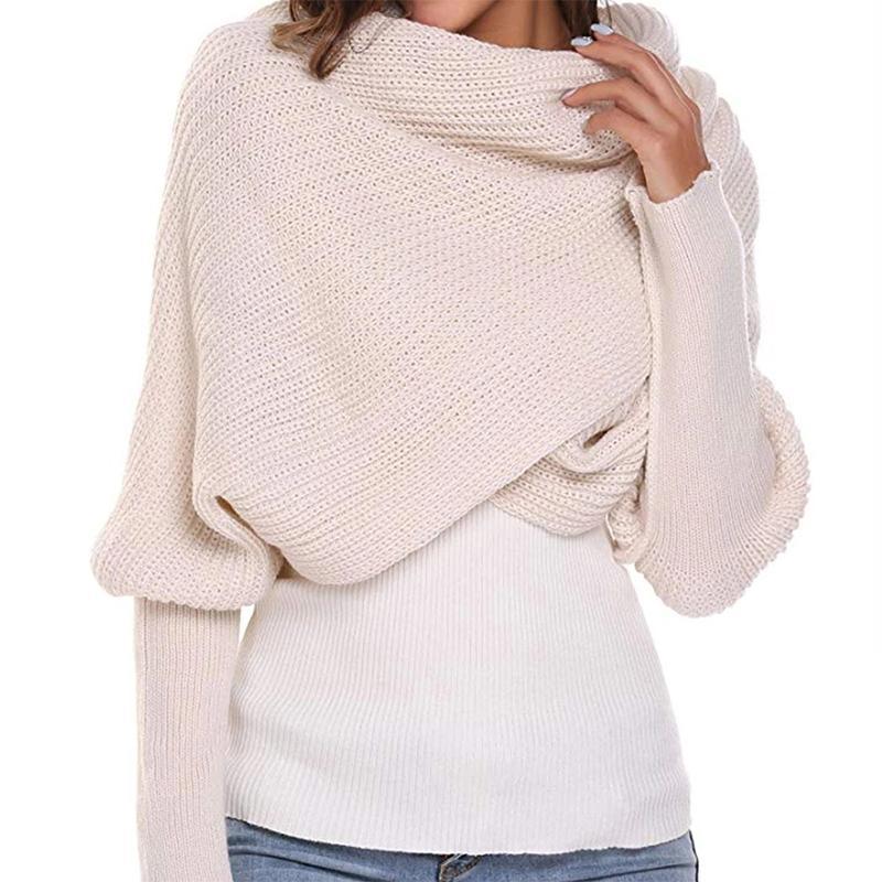Crochet Knitted Scarf Shawl with Sleeves - MekMart