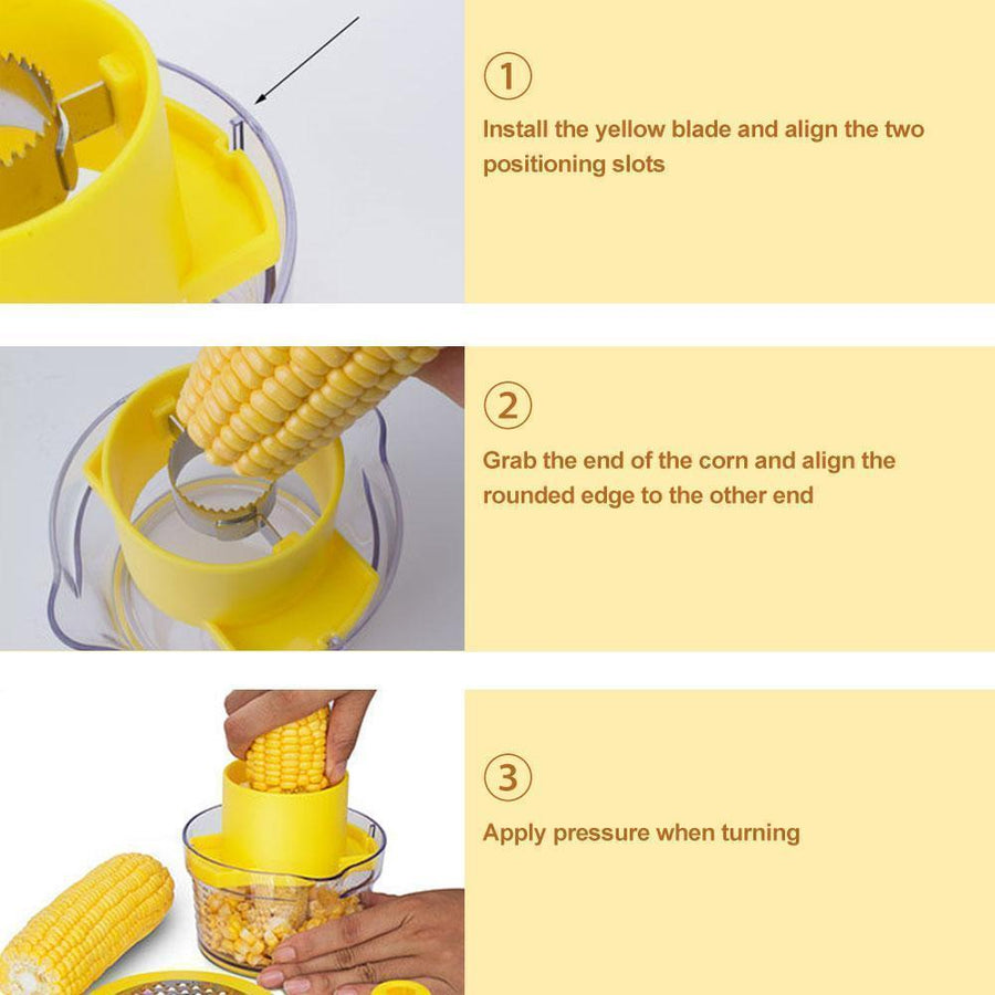 Cob Corn Stripper With Built-In Measuring Cup And Grater - MekMart