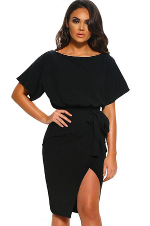 Wrap Front Batwing Dress