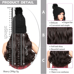 2 in 1 Long Curly Synthetic Hair Wig with Beanies - MekMart