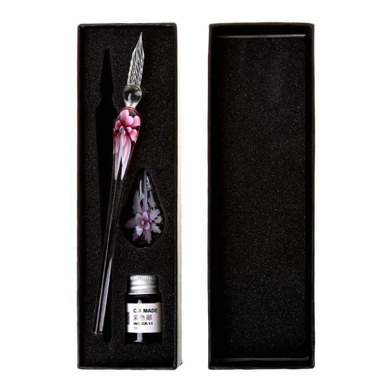 Glass Calligraphy Pen Set with Ink and Pen Rest - MekMart