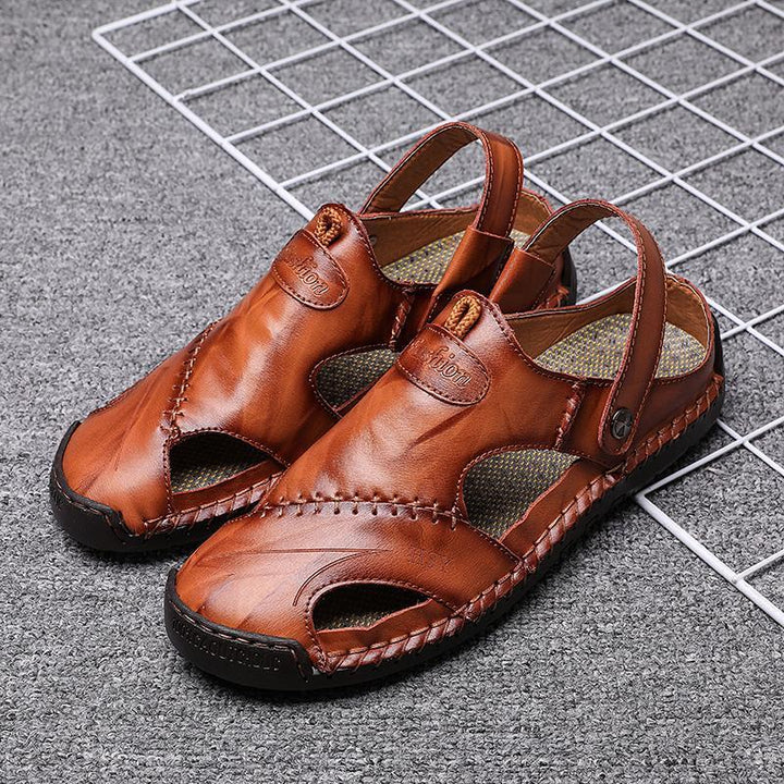 Men's Leather Roman Sandals Slippers